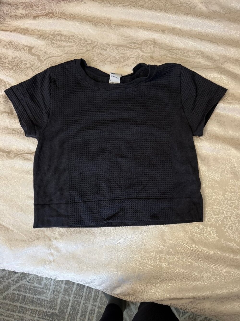 All in Motion Black Boxy Ribbed Active Fitted Crop Top, Size: XL